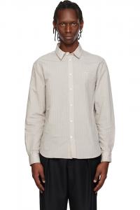 Maison Kitsuné Бежевая повседневная рубашка с надписью «maison kitsuné»