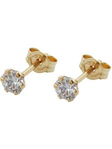 Gallay Серьги-гвоздики, кубический цирконий 3 мм, покрытие из 9-каратного золота