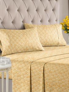 Комплект постельного белья из микрофибры с цветочным узором, 4 предмета, размер King CGK Unlimited, Yellow meadow