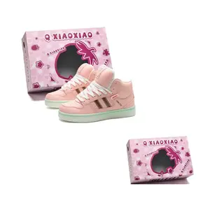 Circle small Скользоустойчивые балансировочные увеличивающие рост мидтоп скейтбордские кроссовки унисекс в коробке - розово-голубой градиент, цвет Pink Blue Gradient