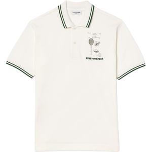 Хлопковая поло с вышитым слоганом LACOSTE, белый
