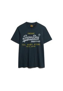 Футболка - футболка vi heritage casual tee хлопок круглый вырез логотип однотонная Superdry., синий