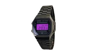 CASIO Часы Vintage A168, Black Dial with Purple Watch Glass