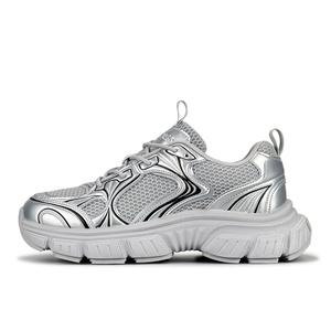 SUPER DRAG амортизирующие, противоскользящие и износостойкие низкие кроссовки на массивной подошве для женщин, ярко-серебристые LuzaoT, Bright Silver