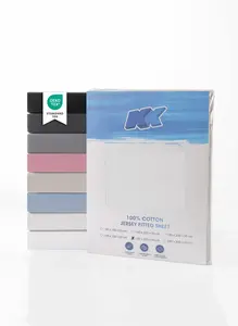 Простыня на резинке из джерси 100% хлопок 160х200+30 см, белая KK Shopping