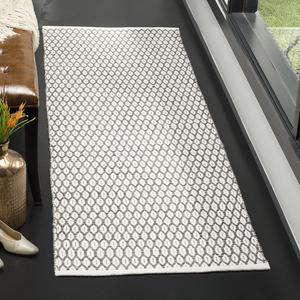 Ковер-дорожка SAFAVIEH, 69 x 336 см, Montauk Collection - , Charcoal & Ivory, ручной работы из хлопка, идеален для помещений с высокой проходимостью в гостиной, спальне (MTK608J)