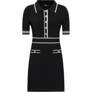 KARL LAGERFELD Женское черное платье с короткими рукавами KARL LAGERFELD / Karl Lagerfeld Jeans