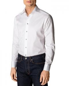 Eton Slim Fit Контрастная серая классическая рубашка на пуговицах из твила, белый