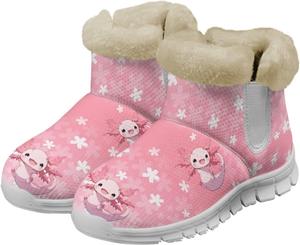 Зимние сапоги для женщин с полной фланелевой подкладкой, теплые ботильоны до щиколотки, противоскользящие, удобные, для девушек, для улицы Glomenade, Cherry Blossom Axolotl