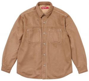 Рубашка Supreme из искусственной замши на кнопках, коричневый