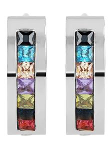 Adeliás Женские серьги - серьги-кольца на шарнирах из нержавеющей стали со стразами серебристого цвета