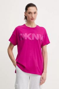 Хлопковая футболка DKNY, розовый