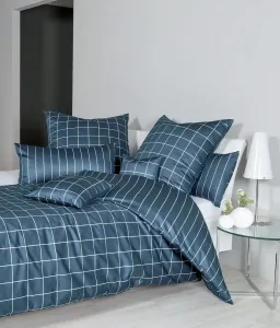 Наволочка Janine "Modernclassic 39025, Мако-сатин из 100% хлопка", (1 шт.), на молнии, в размер. 40х80 или 80х80 см, в клетку и полоску, цвет atlantik