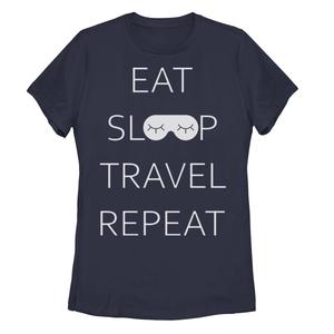 Футболка с повторяющимся узором для подростков Eat Sleep Travel
