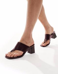 Босоножки New Look на блочном каблуке с перекладиной для пальцев, темно-бордового цвета