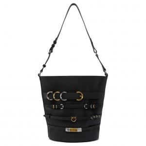 PINKO Кожаная ведро сумка через плечо женская черная