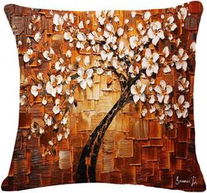 ZUIAI Декоративная наволочка 3D с винтажным цветочным принтом из хлопка и льна