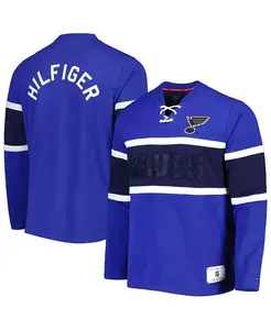 Мужская синяя футболка St. Louis Blues Walter Lace-Up с длинным рукавом Tommy Hilfiger