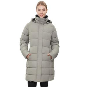 Женская длинная пуховая куртка с капюшоном на флисе Rokka&Rolla, Stone