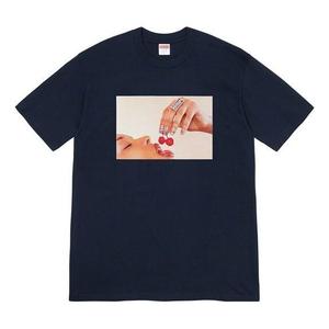 Футболка ss20 week 1 cherries tee cherry short sleeve navy blue Supreme, синий