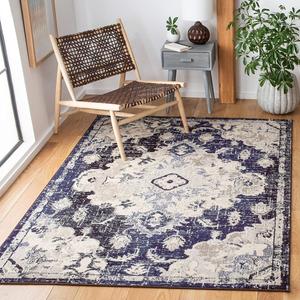 Ковер SAFAVIEH, 122 x 183 см,  Madison Collection Black PurpleBeige MAD484Z в стиле бохо с медальоном, потертый, без ворса, для гостиной, столовой, спальни