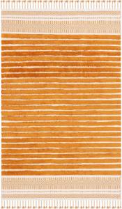 Ковер SAFAVIEH, 122 x 183 см, Kilim Collection, Natural & Gold, дизайн с бохо-полосками и плетеными кистями, ручной работы из хлопка, идеально для гостиной, спальни, столовой (KLC401D-4)