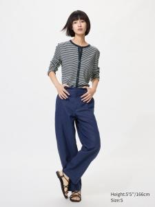 Зауженные брюки из льна и хлопка Uniqlo, 68 blue