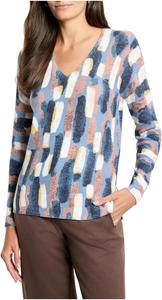 Свитер NIC+ZOE Brushstrokes Waffle V-neck Sweater, цвет Neutral Multi