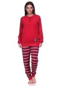 Пижама NORMANN Frottee langarm Katzen, красный