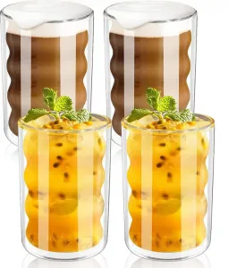 Набор из 4 стаканов для лонг-дринков объемом 350 мл, бокалов для коктейлей, которые можно мыть в посудомоечной машине MODFU