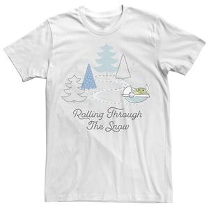 Мужская уличная футболка «Звездные войны: Мандалорец, катающийся по снегу» Star Wars, белый