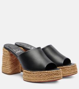 Калякала 85 кожаные мюли на платформе Christian Louboutin, Black/Lin Black