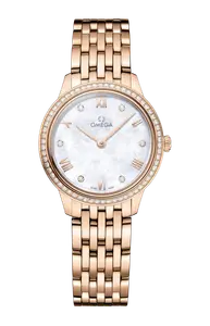 Часы Omega De ville prestige quartz из золота с бриллиантами 27,5 мм