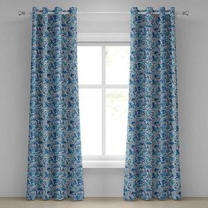 Занавеска с люверсами Abakuhaus Flower Tendrils 2 шт, 280x225x0,5 см цвет blau marine und grün