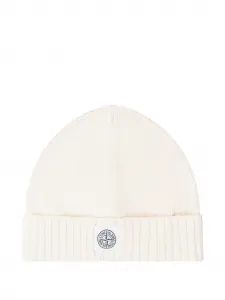 Шерстяная шапка в рубчик Stone Island Junior, белый