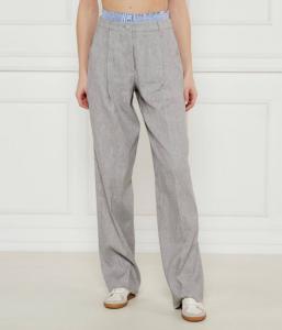 Льняные брюки автокар Flare fit Marella Sport, серый