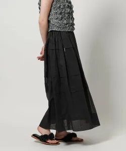 Хлопковая многоярусная макси-юбка с защипами United Arrows, цвет Black