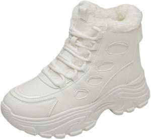 Женские зимние ботинки с плюшевой подкладкой, противоскользящие, модные укороченные ботильоны-кроссовки, удобные и теплые для улицы WUNAMOX, White