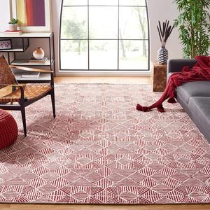 Ковер SAFAVIEH, 244 x 305 см, - коллекция Abstract - большой - Red & Ivory, ручная работа из шерсти, идеально для гостиной, спальни, офиса, столовой (ABT763Q)