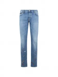 Прямые джинсы с эффектом разбрызганной краски Philipp Plein, синий