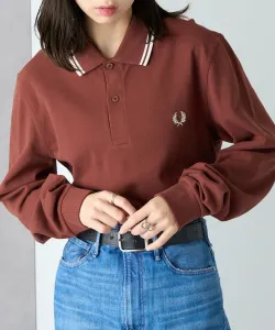 Фред Перри / Рубашка с двойной отделкой / Поло с длинным рукавом от Фреда Перри с логотипом в виде одной точки