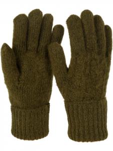 StyleBREAKER Вязаные перчатки с узором «косичка» оливкового цвета
