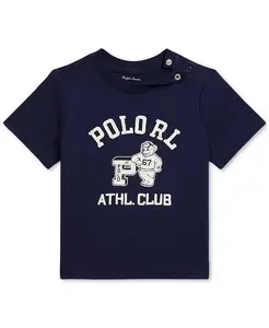 Хлопковая футболка с круглым вырезом для мальчиков Polo Ralph Lauren, синий