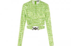 VERSACE Блуза с принтом по всей поверхности 'Green/White'