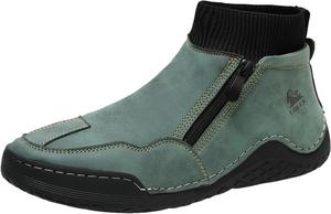 Мужские зимние сапоги водонепроницаемые утепленные меховой подкладкой, вязаные голенища, с молнией, для холодной погоды, противоскользящие, удобные, на легкой подошве, походные Generic, зеленый