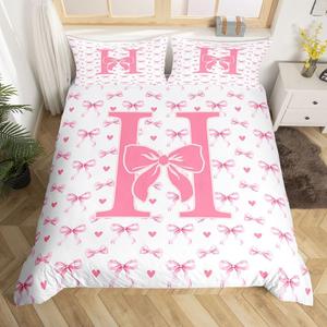 Erosebridal Комплект постельного белья H с розовыми бантами и бабочками в стиле принцесс, Pink H