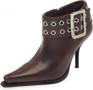 Женские ботильоны FOWT с заостренным носком, ремешком на щиколотку, каблуком-стилетто, боковой молнией, праздничные туфли-полуботинки, размеры 4-16 US, Chocolate