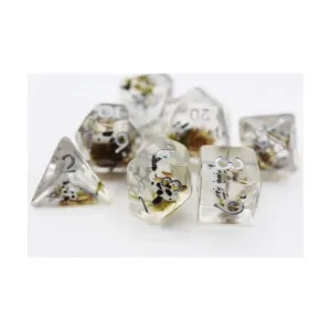 Набор Poly — черная рыба кои с серебром (7), Dice Sets - Resin/Acrylic - Black, Grey, White, & Metallics (Foam Brain Games)