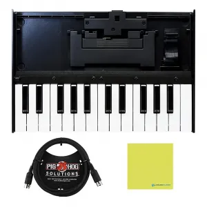 Комплект MIDI-клавиатуры Roland K-25M с кабелем Pig Hog MIDI длиной 6 футов и тряпкой для полировки - модульная док-станция с 25 клавишами, USB, чувствительностью к скорости нажатия и компактным дизайном длиной 12 дюймов