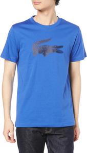 Мужская футболка Lacoste из смесовой хлопковой ткани Ultra Dry с логотипом, синий/стальной
